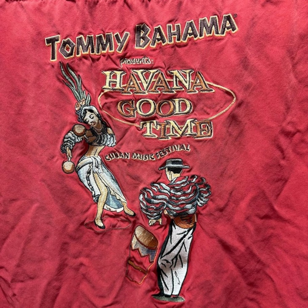 Tommy Bahama Mens XL Red Silk Havana Good Time Cuban Music Festival Camp Shirt